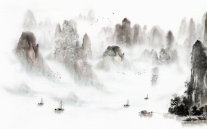 新中式山水壁画-ID:663996936