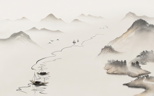 新中式山水壁画-ID:5136196