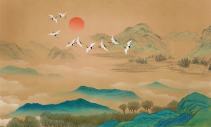 新中式山水壁画-ID:584009892