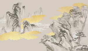 新中式山水壁画-ID:836754086