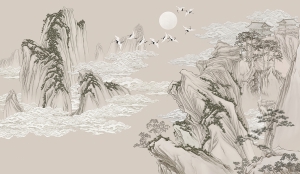新中式山水壁画-ID:604883916