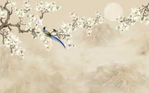 新中式花鸟装饰壁画-ID:5136232