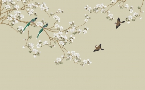 新中式花鸟装饰壁画-ID:5136241