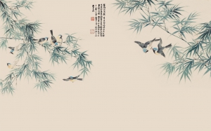 新中式花鸟装饰壁画-ID:5136244