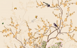 新中式花鸟装饰壁画-ID:334042073