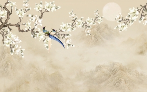 新中式花鸟壁画-ID:505358935