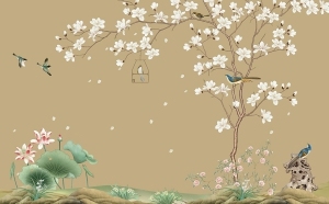 New Chinese StyleAnimal And Plant Pattern Wallpaper