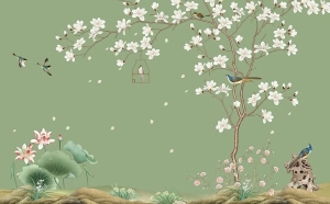 New Chinese StyleAnimal And Plant Pattern Wallpaper