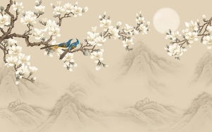 新中式花鸟壁纸-ID:5136386
