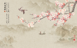 新中式花鸟壁纸-ID:345529086