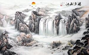 新中式山水壁画-ID:5136462