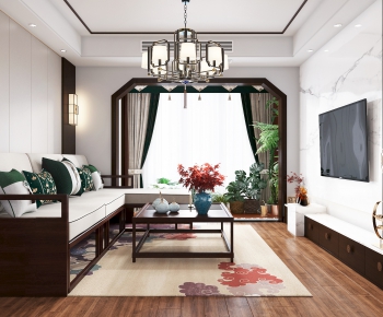 New Chinese Style A Living Room-ID:893798111