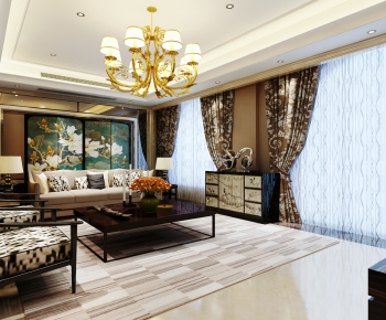 Post Modern Style New Chinese Style A Living Room-ID:532129056