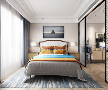 American Style Simple European Style Bedroom-ID:295778049