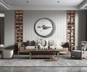 New Chinese Style A Living Room-ID:727559095