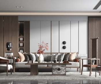 New Chinese Style A Living Room-ID:982955938