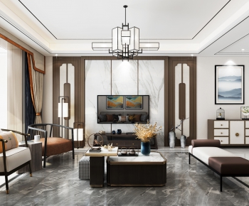 New Chinese Style A Living Room-ID:859869007