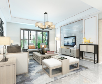 New Chinese Style A Living Room-ID:263546943