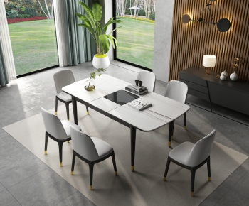 Modern Dining Table And Chairs-ID:383609061