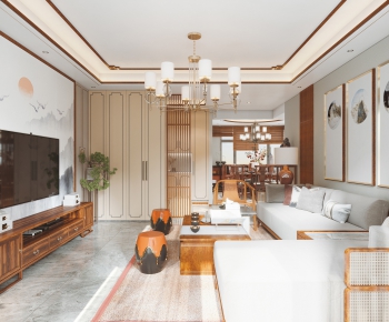 New Chinese Style A Living Room-ID:408472061