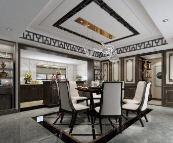 New Chinese Style Dining Room-ID:571885112