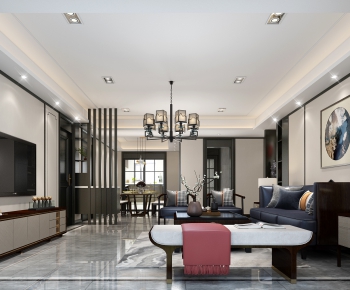 New Chinese Style A Living Room-ID:126612901