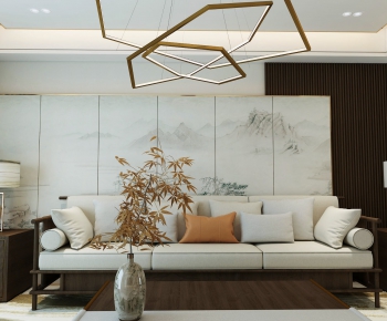 New Chinese Style A Living Room-ID:583452943