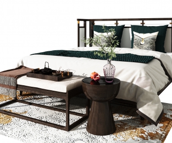 New Chinese Style Double Bed-ID:144561059