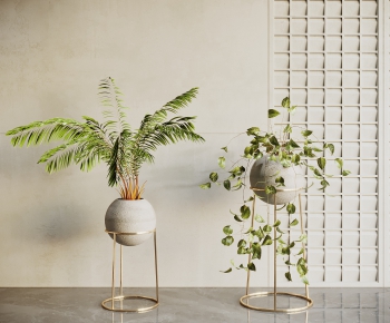 Modern Potted Green Plant-ID:876158006