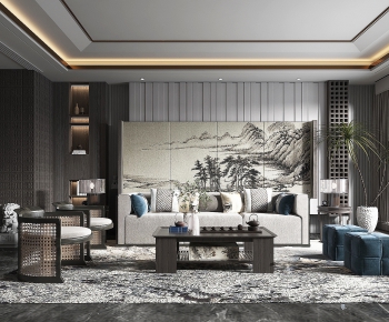 New Chinese Style A Living Room-ID:333842042