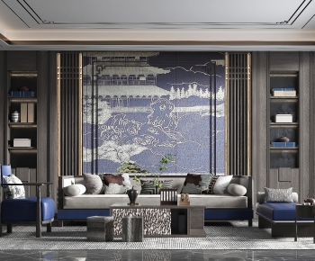 New Chinese Style A Living Room-ID:629879003