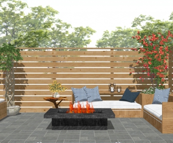 现代休闲庭院 木围栏 户外沙发-ID:780050996