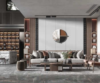 New Chinese Style A Living Room-ID:449824099