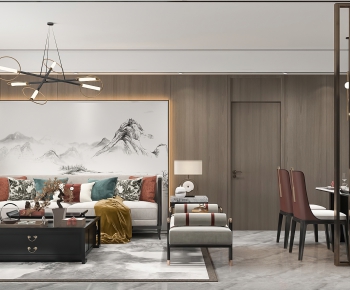 New Chinese Style A Living Room-ID:960700542