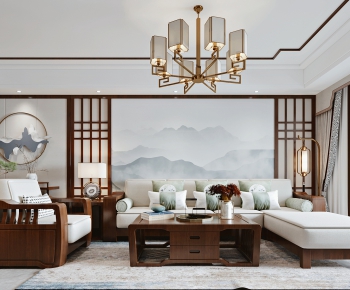 New Chinese Style A Living Room-ID:958683979
