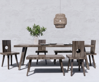 Wabi-sabi Style Dining Table And Chairs-ID:535872943