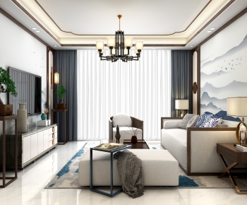 New Chinese Style A Living Room-ID:644000051