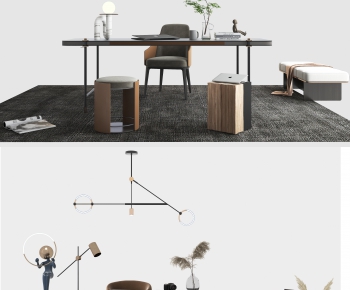 Modern Computer Desk And Chair-ID:348596102