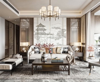 New Chinese Style A Living Room-ID:685494906