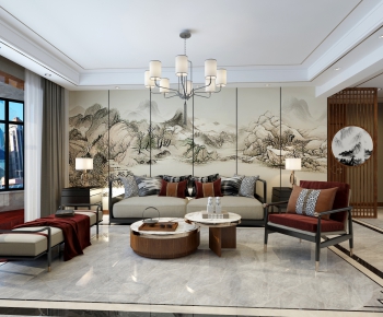 New Chinese Style A Living Room-ID:660558941