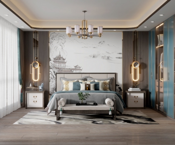 New Chinese Style Bedroom-ID:380328897