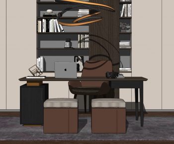 Modern Computer Desk And Chair-ID:599874976