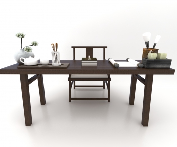 New Chinese Style Computer Desk And Chair-ID:860980038