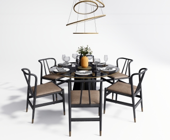 New Chinese Style Dining Table And Chairs-ID:638307093