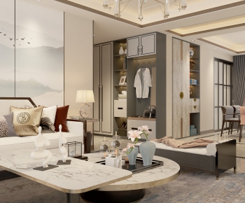 New Chinese Style A Living Room-ID:711932902