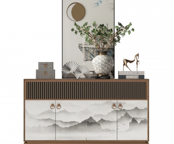 New Chinese Style Entrance Cabinet-ID:637130986