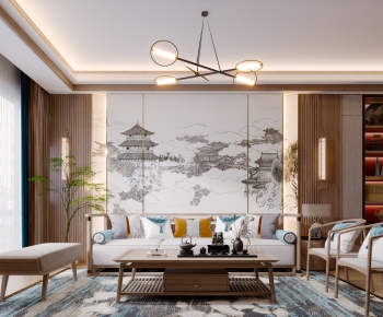 New Chinese Style A Living Room-ID:185395964