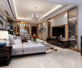 New Chinese Style A Living Room-ID:702975034