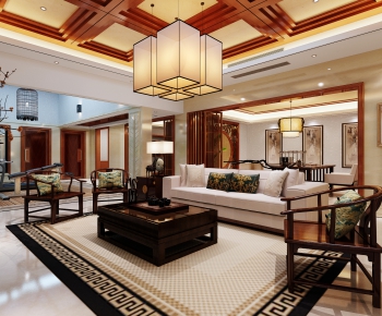 New Chinese Style A Living Room-ID:908904081