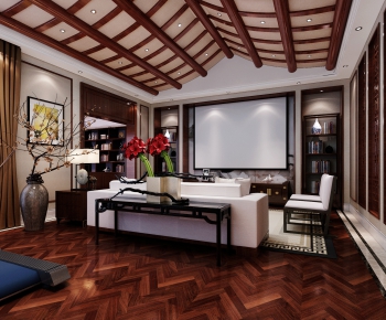 New Chinese Style A Living Room-ID:214879552